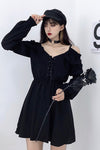 Long Sleeve Off Shoulder Gothic Black Dress
