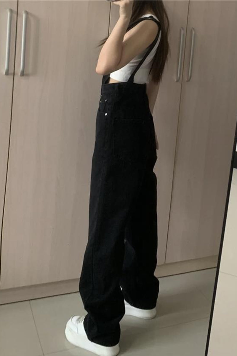 Black Denim Jumpsuit-Large