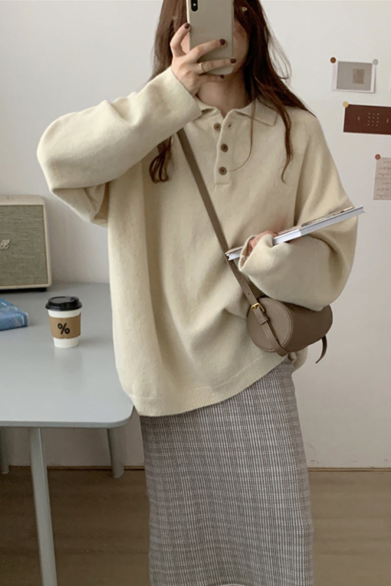 Casual Fluffy Contrast Turndown Collar Sweats
