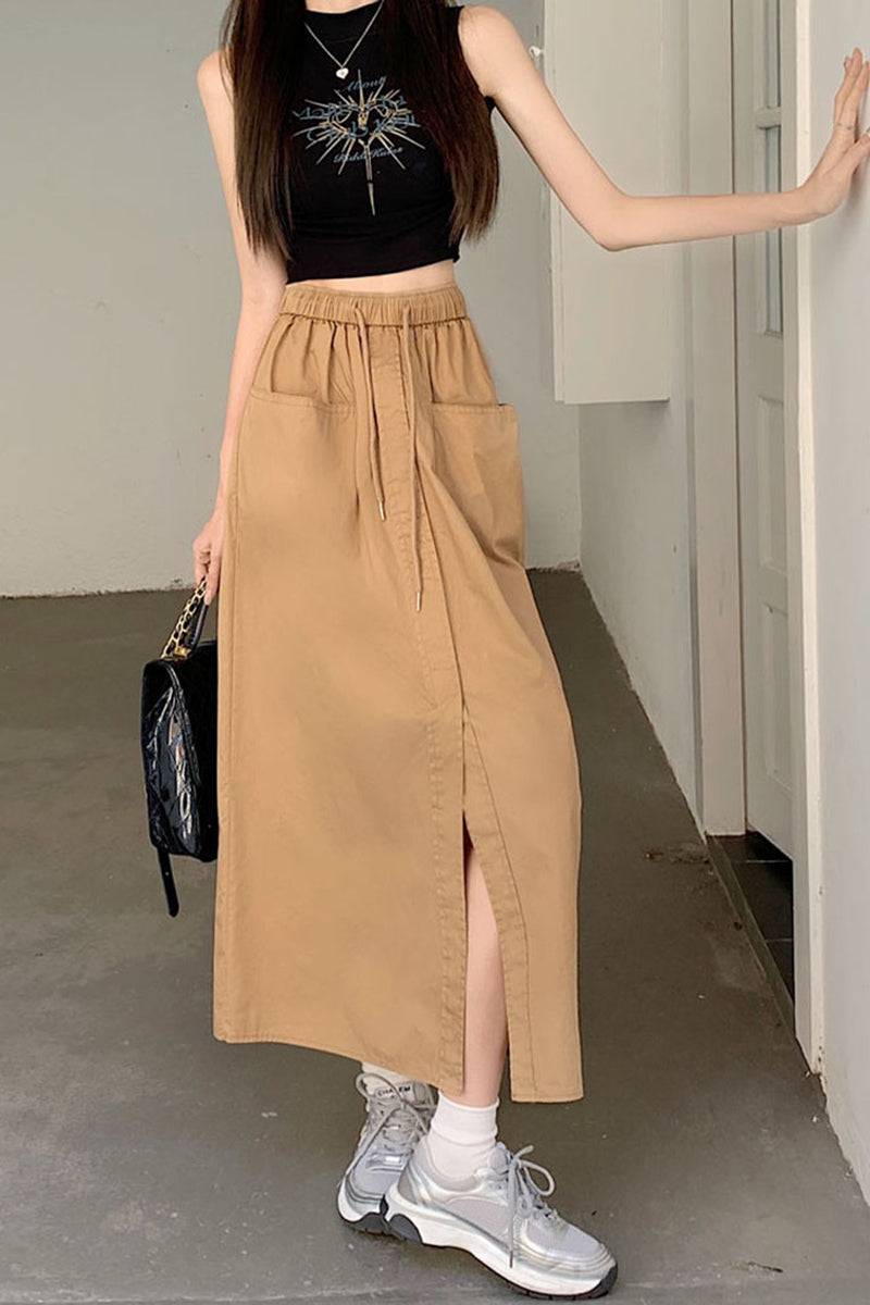 Long Skirt with Slit at the Front main image 1