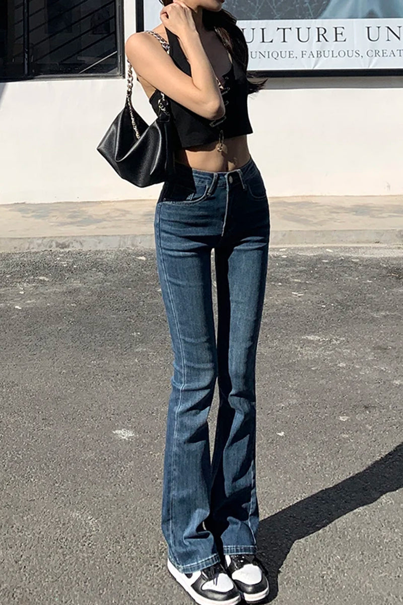 High Waisted Slim Flared Pants