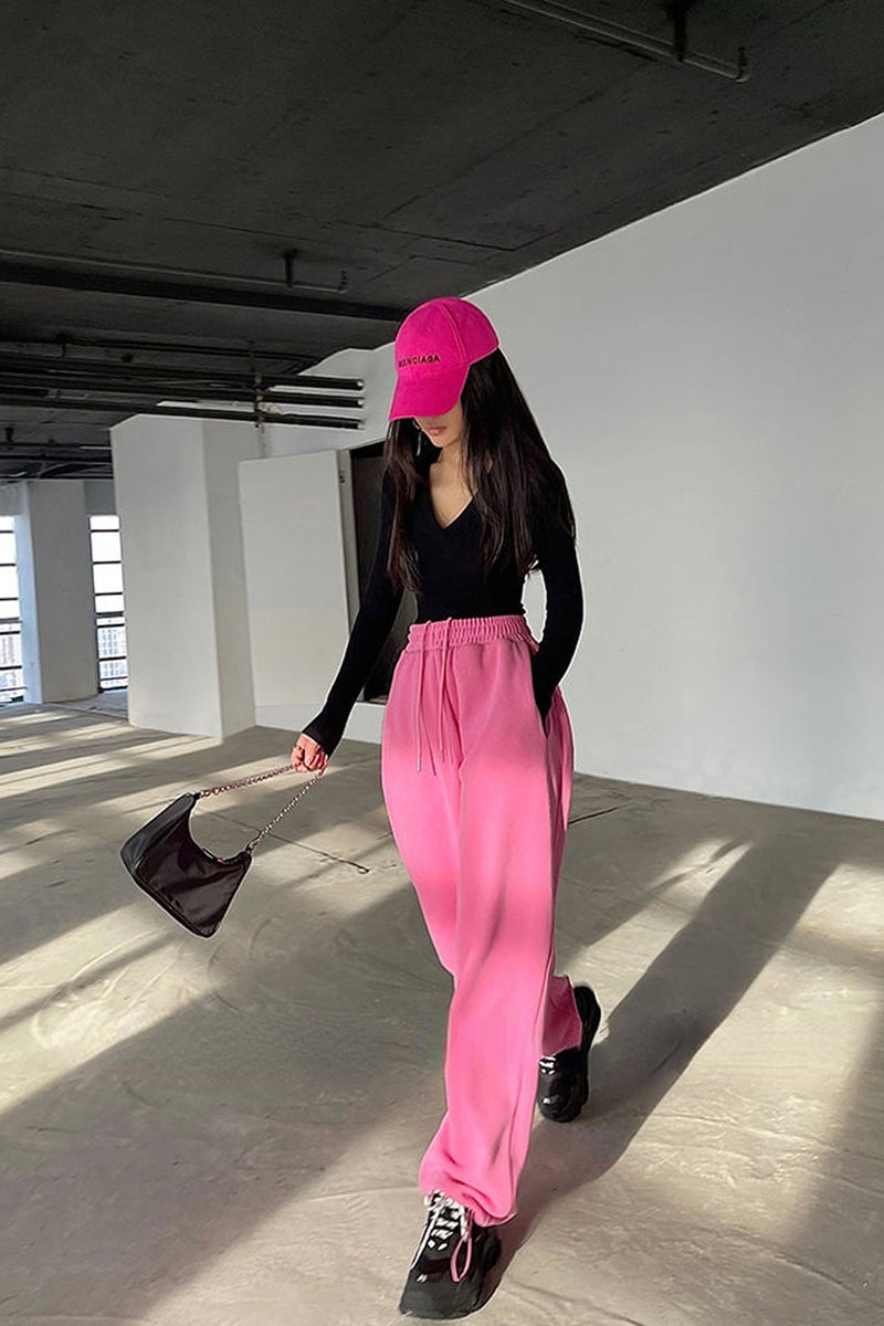 Run, Don't Walk Cargo Sweatpants in Flamingo Pink