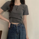Casual Open Button Cropped Slim Shirt