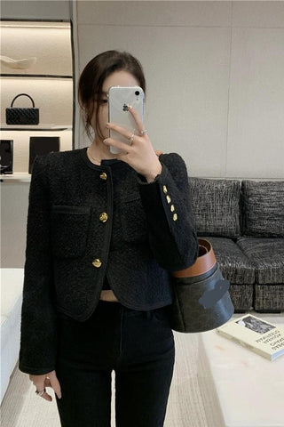Long Sleeve Stylish Elegant Black Jacket