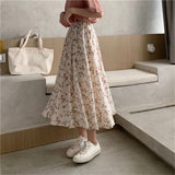 Flowers Pattern Pleated Long Casual Skirts
