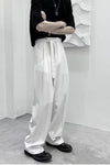 High Waist Loose Belted Straight Long Pants