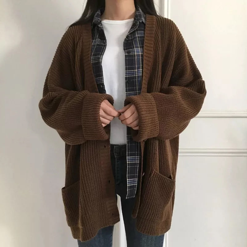 Loose V-neck Bat Sleeve Knit Sweater Slim Trousers Suit