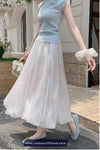 High Waist Ball Gown Elegant Long Satin Skirts
