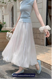 High Waist Ball Gown Elegant Long Satin Skirts