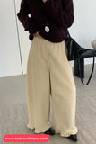 Loose Elastic Waist Ruffled Corduroy Pants