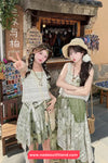 High Waist Lace Patchwork Green Tie Dye Irregular Mini Skirts