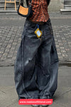 High Waist Loose Wide Leg Women Black Jeans Pants