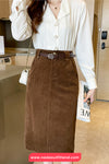 High Waist Long Corduroy Pencil Skirts