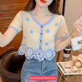 Short Sleeve Elegant Colors Crochet Summer Shirt
