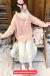 Long Sleeve Cute Fur Collar Knitted Bow Cardigan Sweater