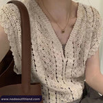 V-Neck Sleeveless Summer Crochet Shirt