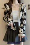Long Sleeve Daisy Pattern Crochet Cardigan Shirt