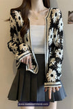 Long Sleeve Daisy Pattern Crochet Cardigan Shirt