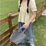Short Sleeve Drawstring Cute Ruffles Shirt