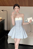 Sexy Elegant Striped Cute Bow Back Bandage Party Mini Dress