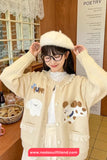 Cute Puppy Cartoon Embroidered Knitted Cardigan Sweater