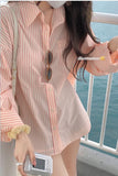 Long Sleeve Cute Light Colors Striped Blouse Shirt