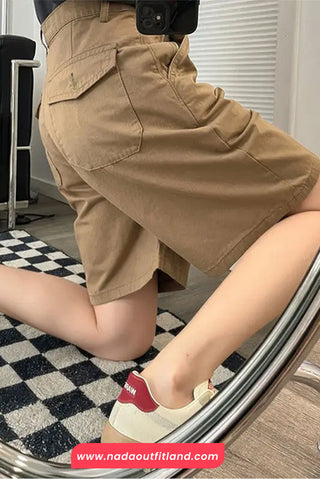 High Waist Khaki Colors Basic Shorts