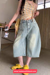 Loose Knee Length Casual Denim Shorts