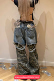 Hip Hop Camouflage Stitching Ripped Jeans Pants