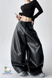 Loose PU Leather Wide Leg Fashion Pants