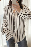 Long Sleeve White Striped Blouse Shirt