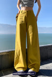 High Waist Loose Wide Leg Casual Yellow Jeans Pants