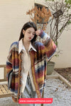 Long Sleeve Retro Colors Striped Cardigan Button Sweater