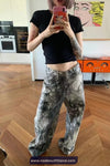 High Waist Retro Tie Dye Pattern Jeans Pants
