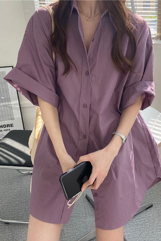 Loose Short Sleeve Basic Blouse Shirt