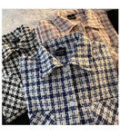 Loose Retro Houndstooth Pattern Blouse Shirt