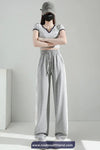 Elastic Waist Side Lace Floral Transparent Sweatpants