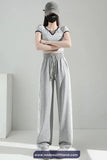 Elastic Waist Side Lace Floral Transparent Sweatpants