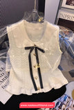 Sleeveless Heart Button Knitted Doll Collar Shirt