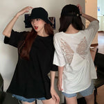 Loose Butterfly Cut Out Pattern Backless Shirts