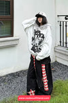 Loose Wide Leg Hip Hop Plaid Patchwork Black Jeans Pants
