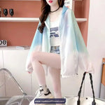 Long Sleeve Gradient Colors Hooded Thin Jacket