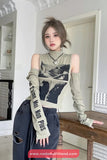 Long Sleeve Off Shoulder Printed Turtleneck Shirts