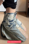 High Waist Vintage Tie Dye Ripped Jeans Pants