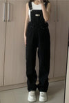 Retro Long Casual Black Denim Jumpsuit