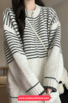 Long Sleeve Striped Style Zipper Cardigan Sweater