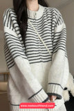Long Sleeve Striped Style Zipper Cardigan Sweater