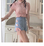 Sexy Cross Bandage Cute Mini Denim Shorts