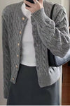 Long Sleeve Vintage O-Neck Knitted Cardigan Sweater