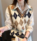 Classic Argyle Pattern Elegant Vest Sweater